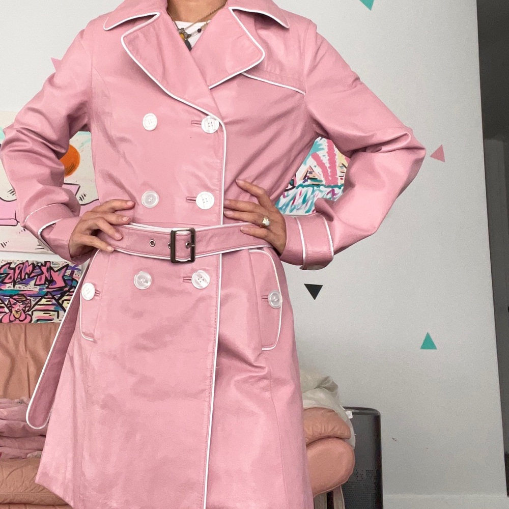 Wilson’s leather pink trench jacket